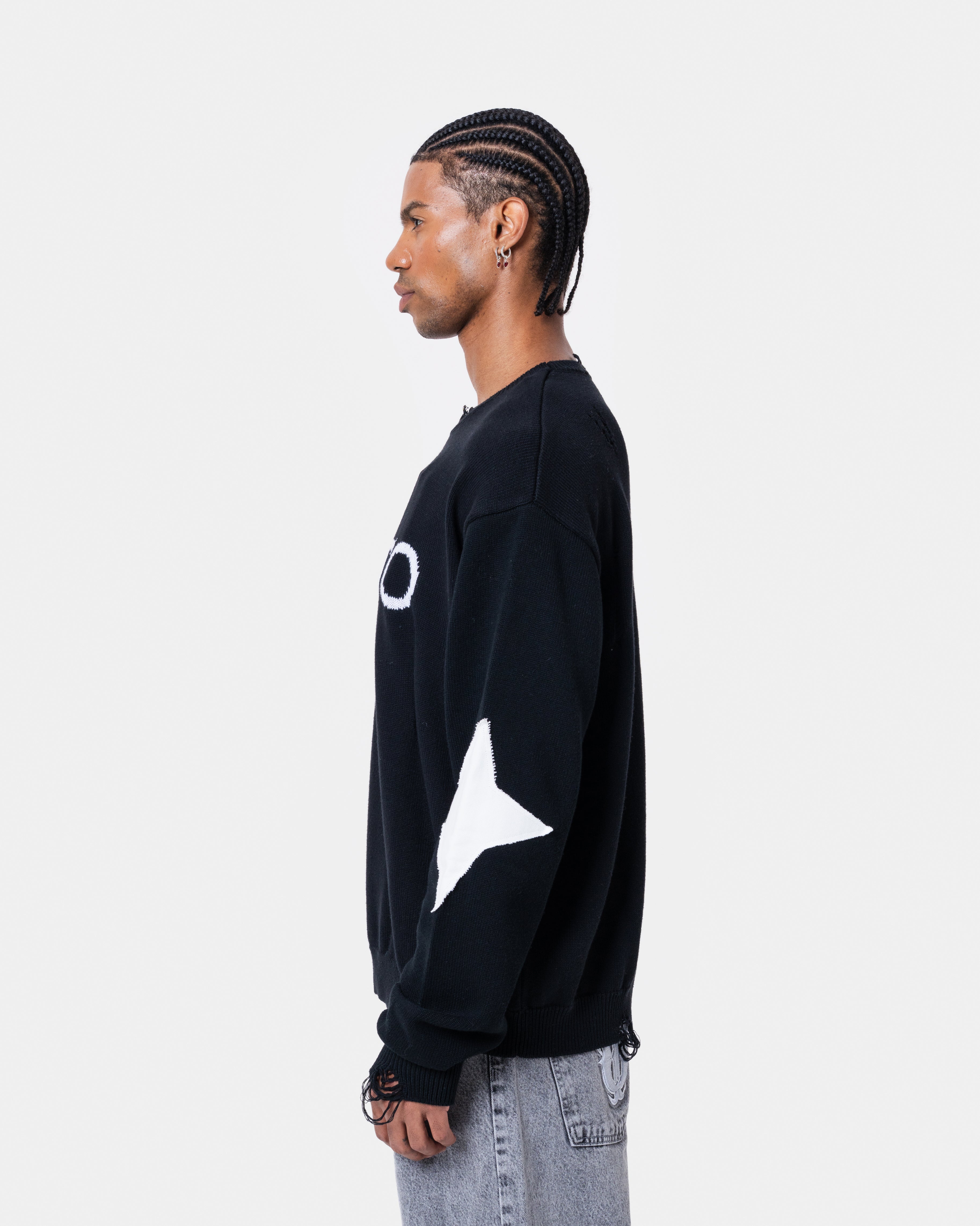 Destroyed Sweater Knit Black