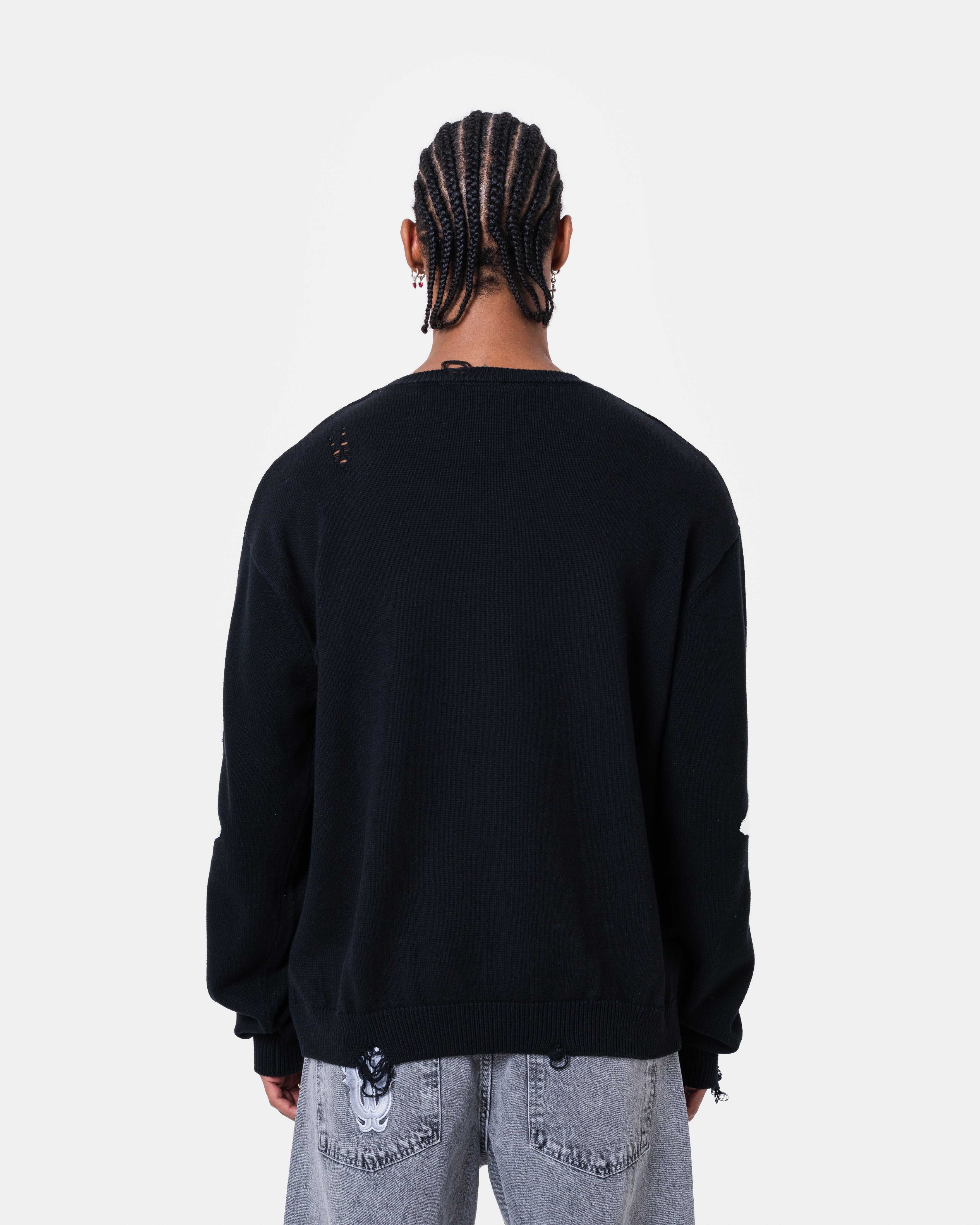 Destroyed Sweater Knit Black