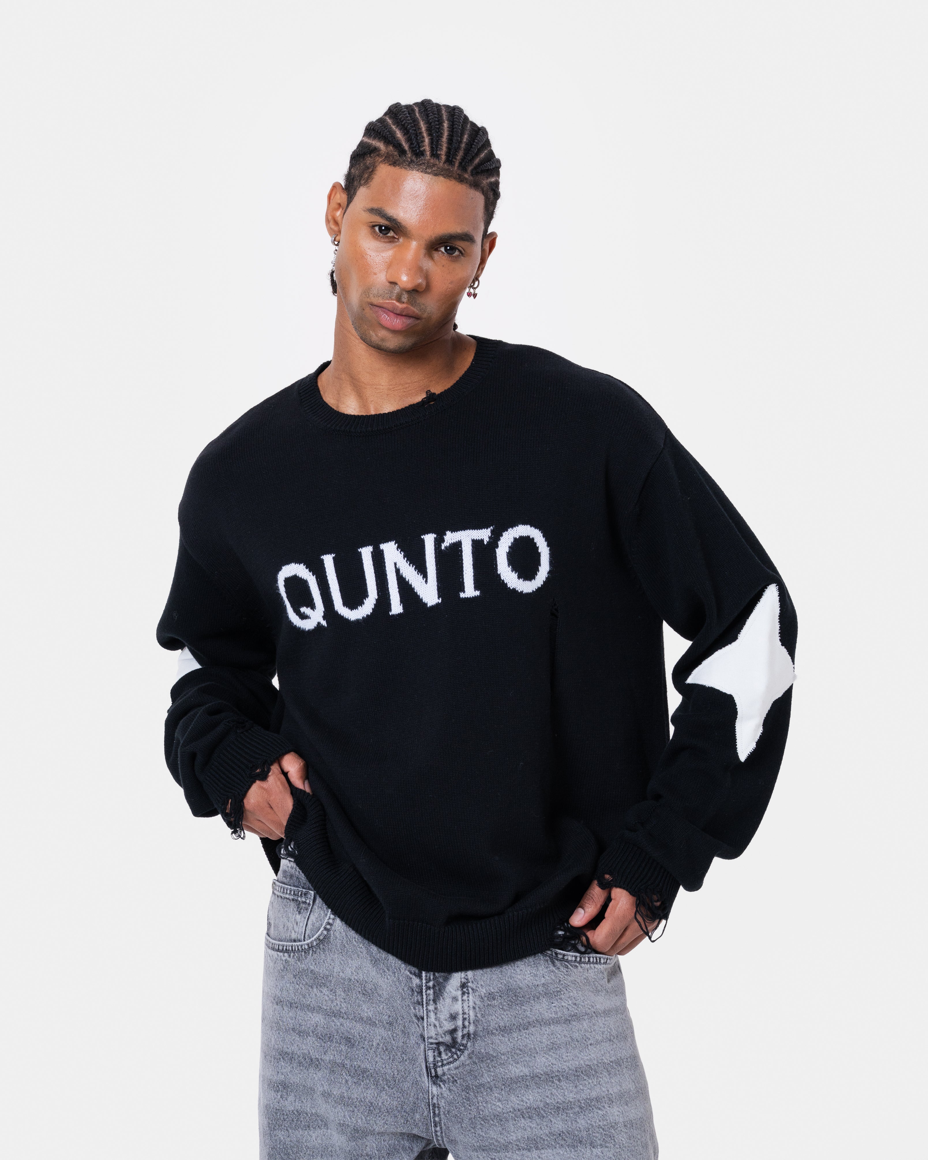 Destroyed Sweater Knit Black