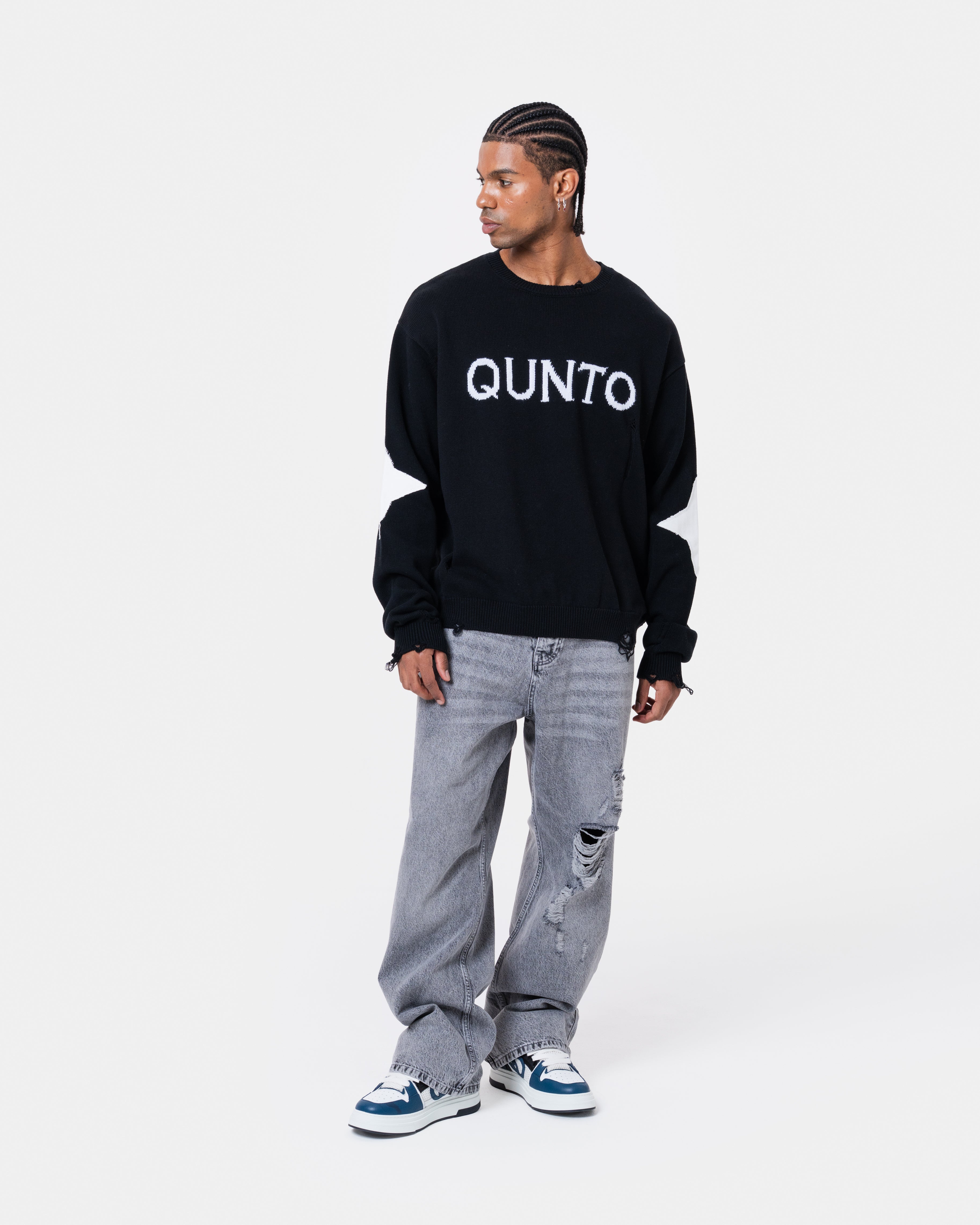 Destroyed Sweater Knit Black