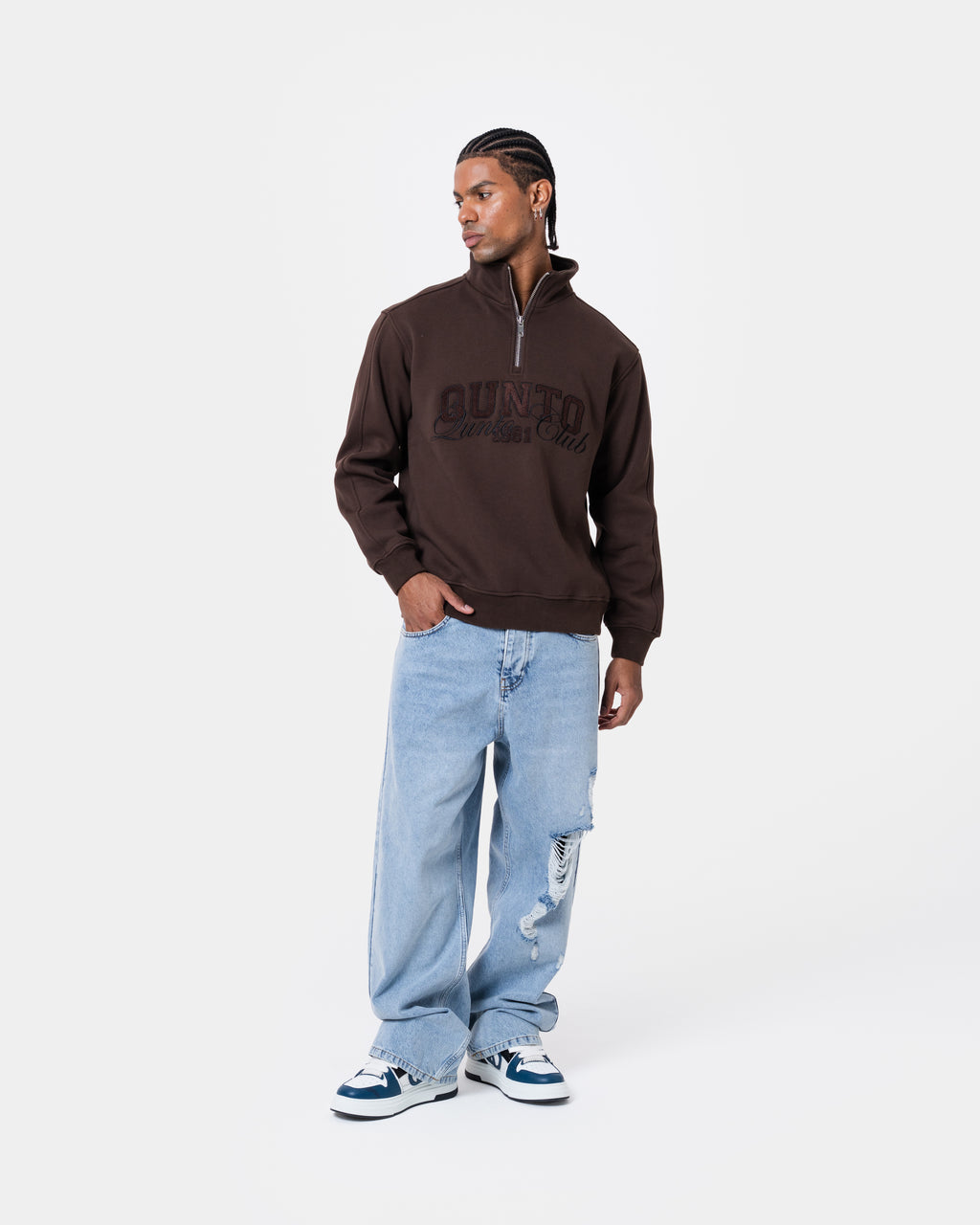 QUNTO Club Brown Half-Zip
