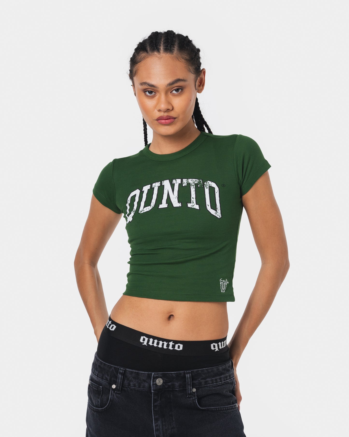 WHITE ON GREEN BABY TEE