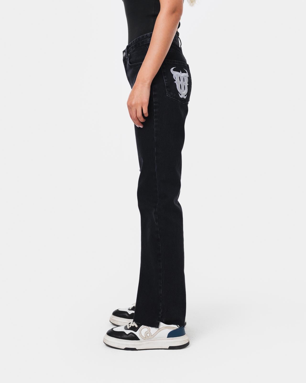 W RIPPED JEANS BLACK