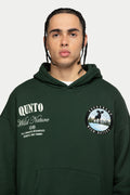 Moose Badge Hoodie Green